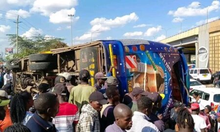 Multiple Injuries as Bus Overturns at Roysambu Along Thika Road in Nairobi