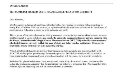Moi University Faces Unprecedented Shutdown! Thousands of Students to Transfer Amid Ksh. 10 Billion Financial Crisis