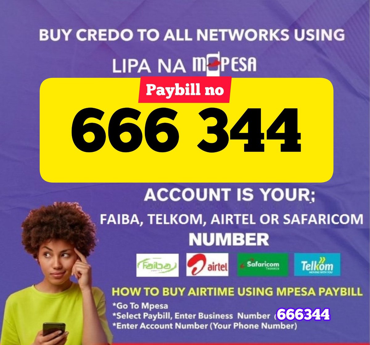 Instant Airtime Top-Up: Buy Airtel, Telkom & Faiba via M-Pesa Paybill 666344