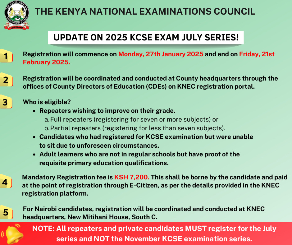 KNEC Bans Repeaters from November KCSE Exams: Registration Opens Soon
