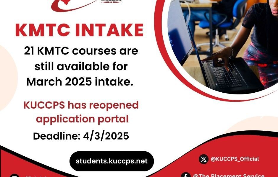 Last Chance! KUCCPS Reopens KMTC Applications for 2025 Intake – Apply Now!