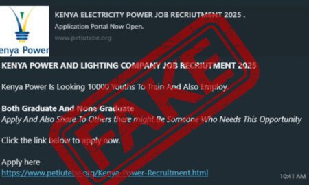 Kenya Power Speaks On Fake Recruitment Alert Circulating Online